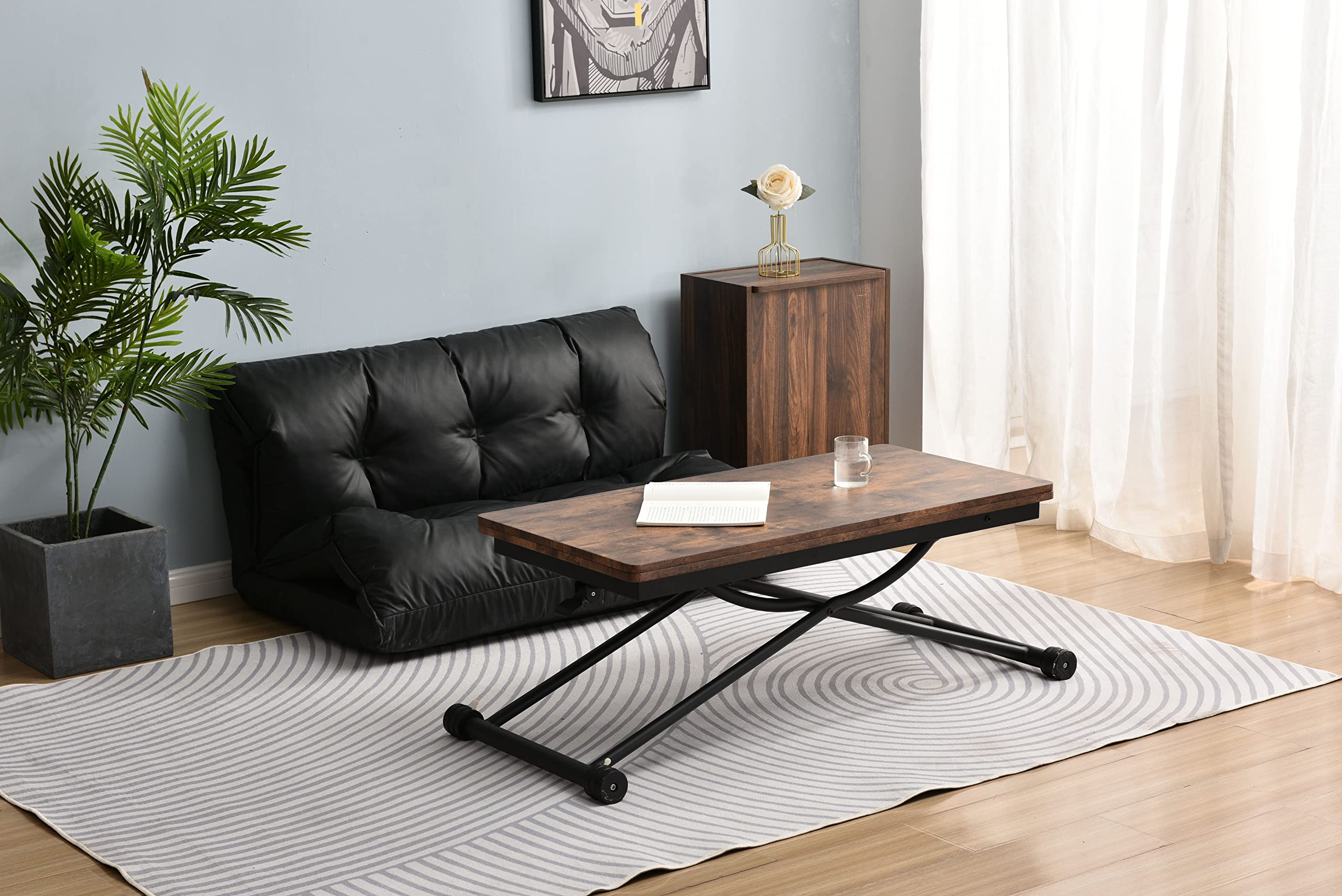 Amazon.co.jp: テーブル 天板が2倍に広がるガス圧昇降テーブル 100×50